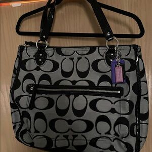 Coach Signature Black and Gray Tote